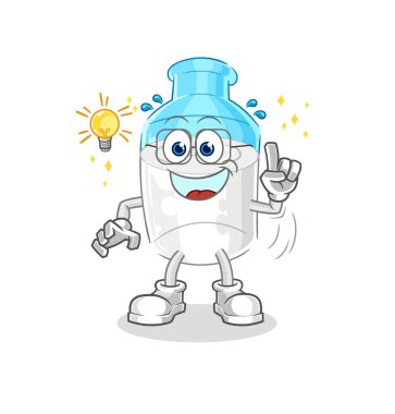 the bottle of milk got an idea cartoon. mascot vector