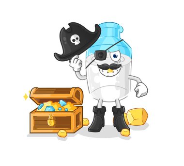 the bottle of milk pirate with treasure mascot. cartoon vector