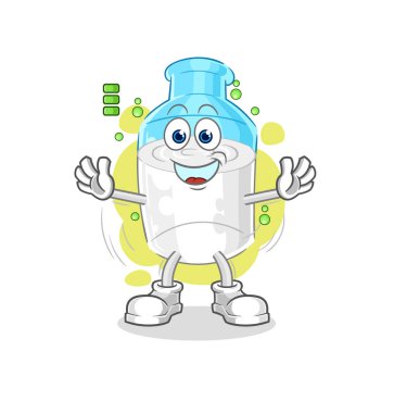 the bottle of milk full battery character. cartoon mascot vector