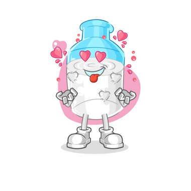 the bottle of milk fallin love vector. cartoon character