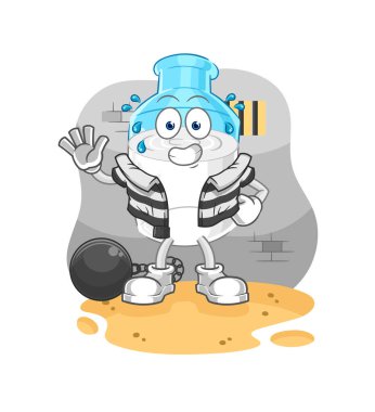 the bottle of milk criminal in jail. cartoon character