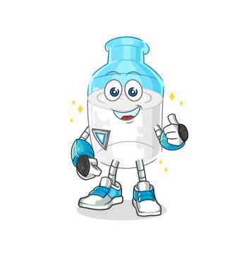 the bottle of milk robot character. cartoon mascot vector