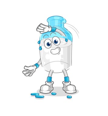 the bottle of milk stretching character. cartoon mascot vector