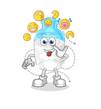 the bottle of milk laugh and mock character. cartoon mascot vector