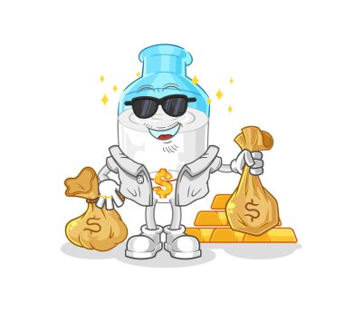 the bottle of milk rich character. cartoon mascot vector