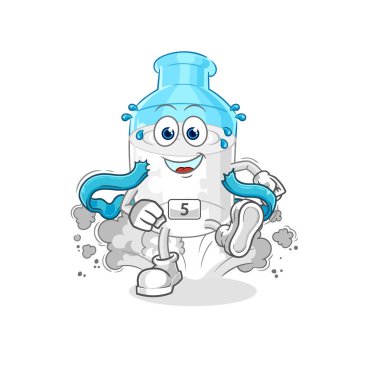 the bottle of milk runner character. cartoon mascot vector