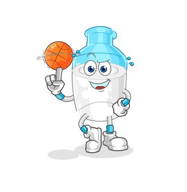 the bottle of milk playing basket ball mascot. cartoon vector