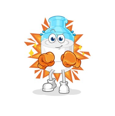 the bottle of milk boxer character. cartoon mascot vector