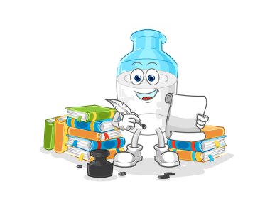 the bottle of milk writer vector. cartoon character