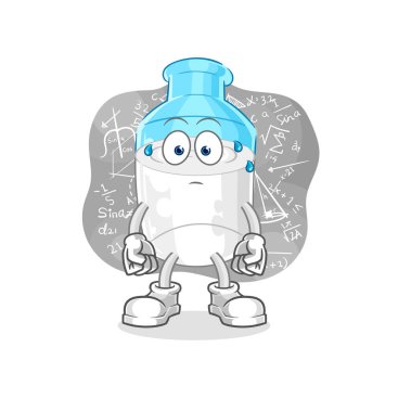 the bottle of milk thinking hard vector. cartoon character