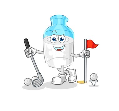 the bottle of milk playing golf vector. cartoon character