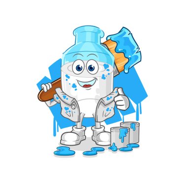the bottle of milk painter illustration. character vector