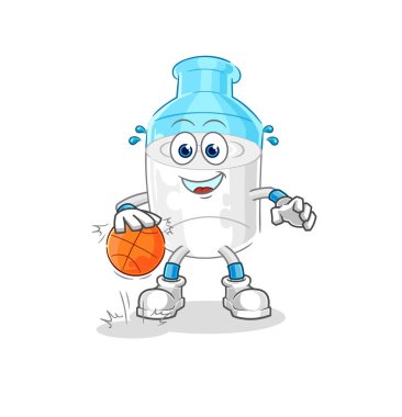 the bottle of milk dribble basketball character. cartoon mascot vector
