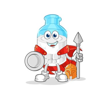 the bottle of milk spartan character. cartoon mascot vector