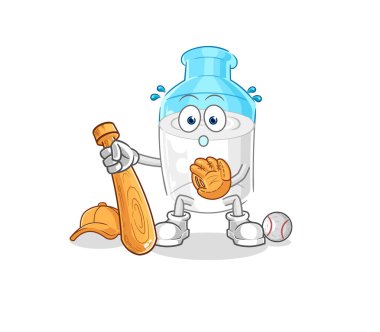 the bottle of milk baseball Catcher cartoon. cartoon mascot vector
