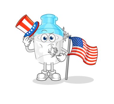the bottle of milk uncle sam character. cartoon mascot vector