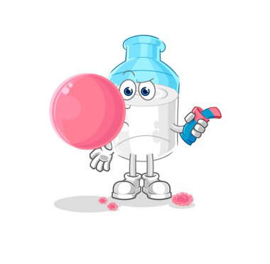 the bottle of milk chewing gum vector. cartoon character