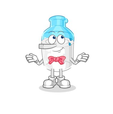 the bottle of milk lie like Pinocchio character. cartoon mascot vector