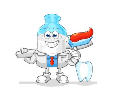 the bottle of milk dentist illustration. character vector