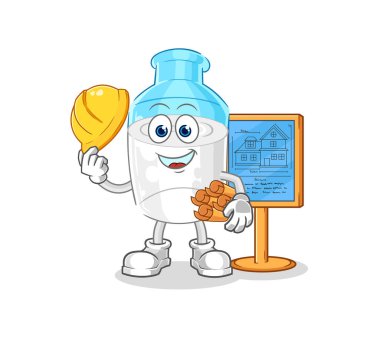 the bottle of milk Architect illustration. character vector