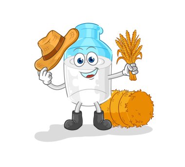 the bottle of milk farmer mascot. cartoon vector