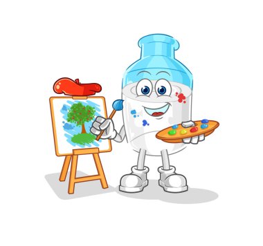 the bottle of milk artist mascot. cartoon vector