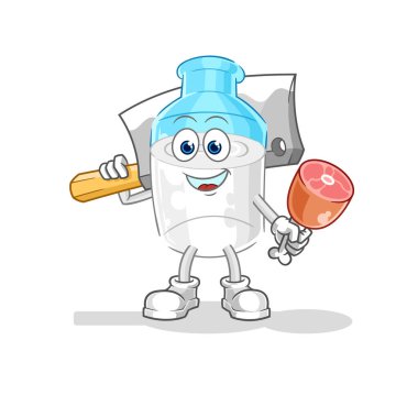 the bottle of milk Butcher illustration. character vector