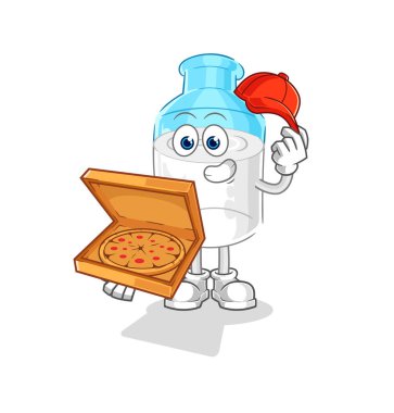 the bottle of milk pizza delivery boy vector. cartoon character