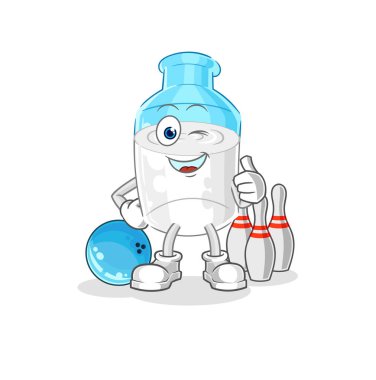 the bottle of milk play bowling illustration. character vector