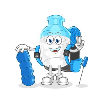 the bottle of milk go camping mascot. cartoon vector