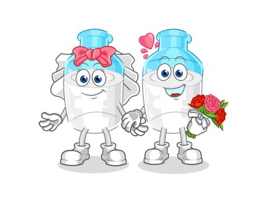 the bottle of milk wedding cartoon. cartoon mascot vector