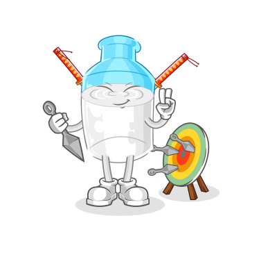 the bottle of milk ninja cartoon. character vector