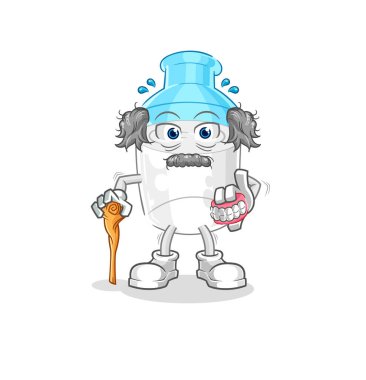 the bottle of milk white haired old man. character vector