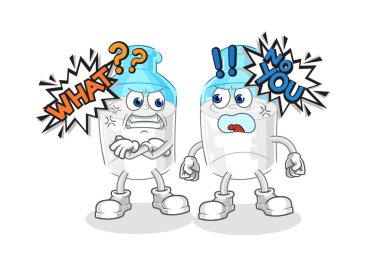 the bottle of milk arguing each other cartoon vector