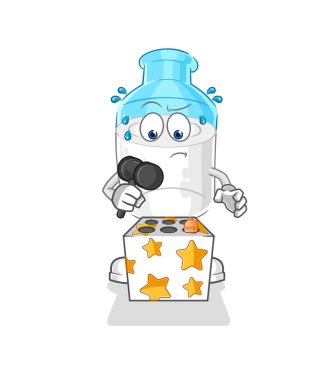 the bottle of milk play whack a mole mascot. cartoon vector