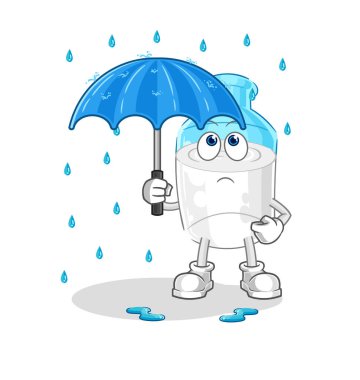 the bottle of milk holding an umbrella illustration. character vector