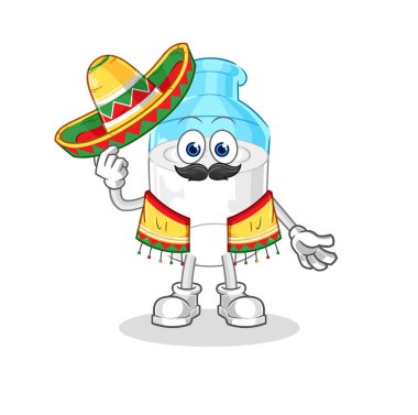 the bottle of milk Mexican culture and flag. cartoon mascot vector