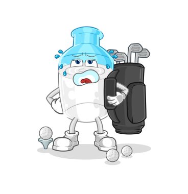 the bottle of milk with golf equipment. cartoon mascot vector