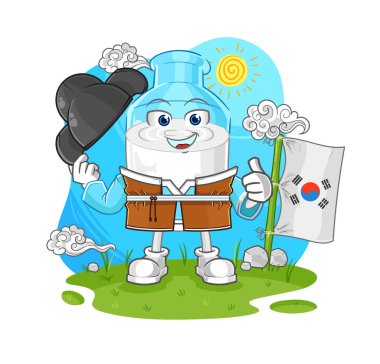 the bottle of milk korean culture vector. cartoon character