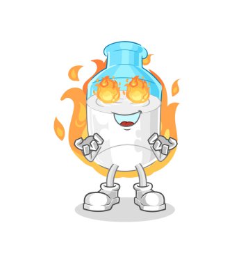 the bottle of milk on fire mascot. cartoon vector
