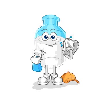 the bottle of milk cleaner vector. cartoon character