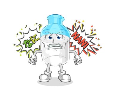 the bottle of milk anime angry vector. cartoon character