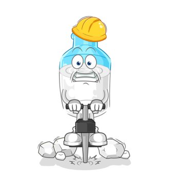 the bottle of milk drill the ground cartoon character vector