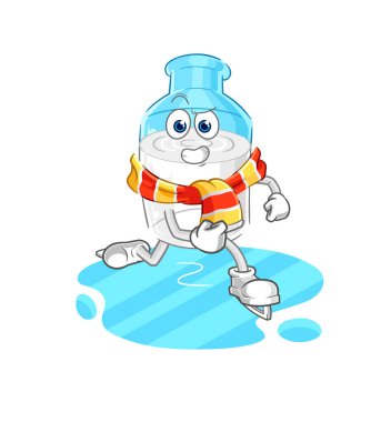 the bottle of milk ice skiing cartoon. character mascot vector