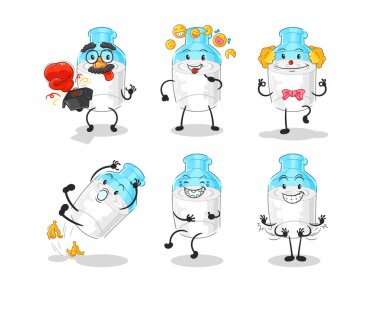 the bottle of milk comedy set character. cartoon mascot vector