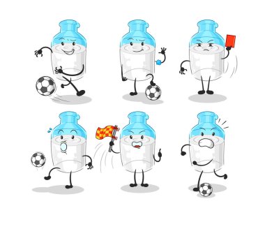 the bottle of milk football group character. cartoon mascot vector