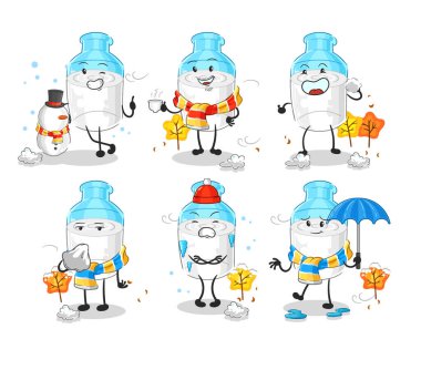 the bottle of milk in cold weather character mascot vector