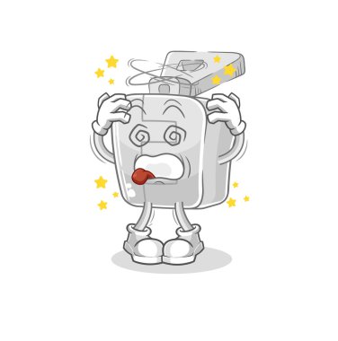 the zipper dizzy head mascot. cartoon vector