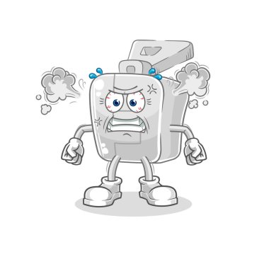 the zipper very angry mascot. cartoon vector