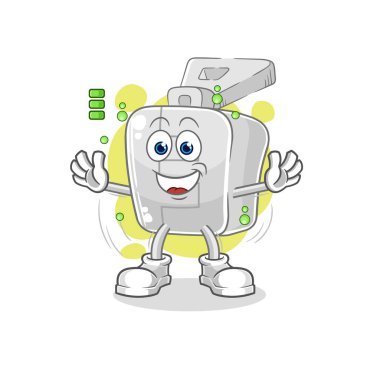 the zipper full battery character. cartoon mascot vector